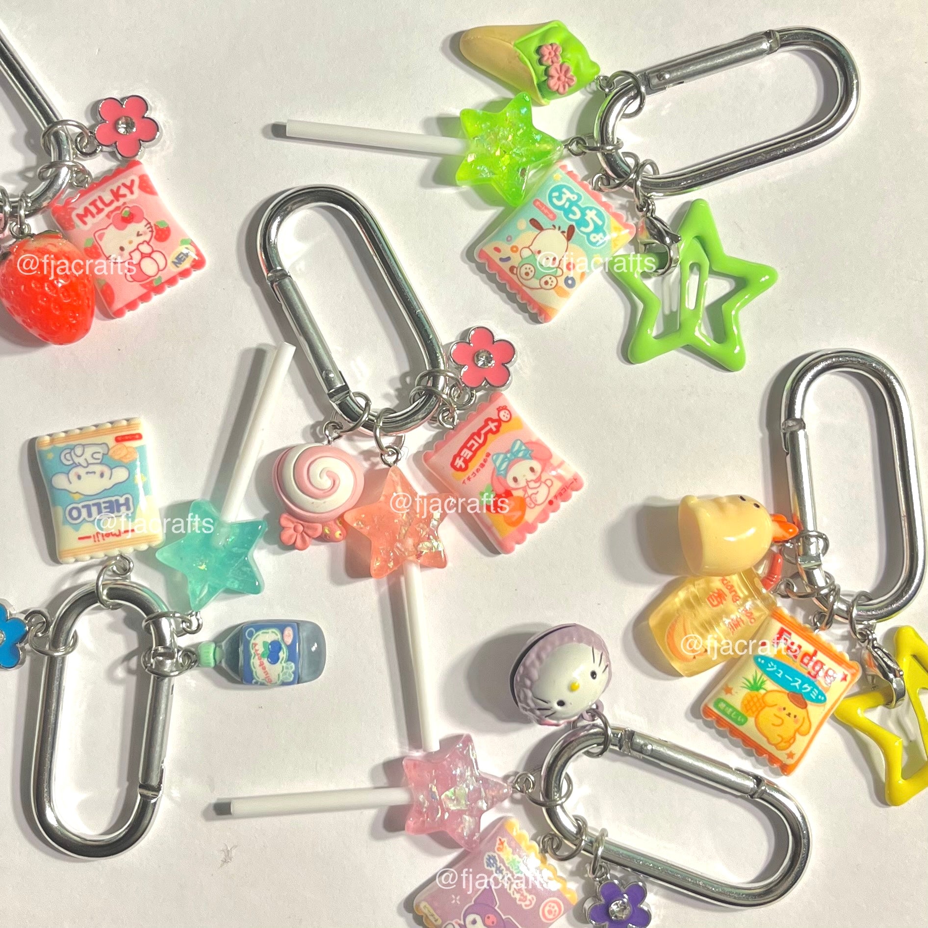 Chunky Cute Kawaii Beaded Clutter Keychain Charm Bag Clip