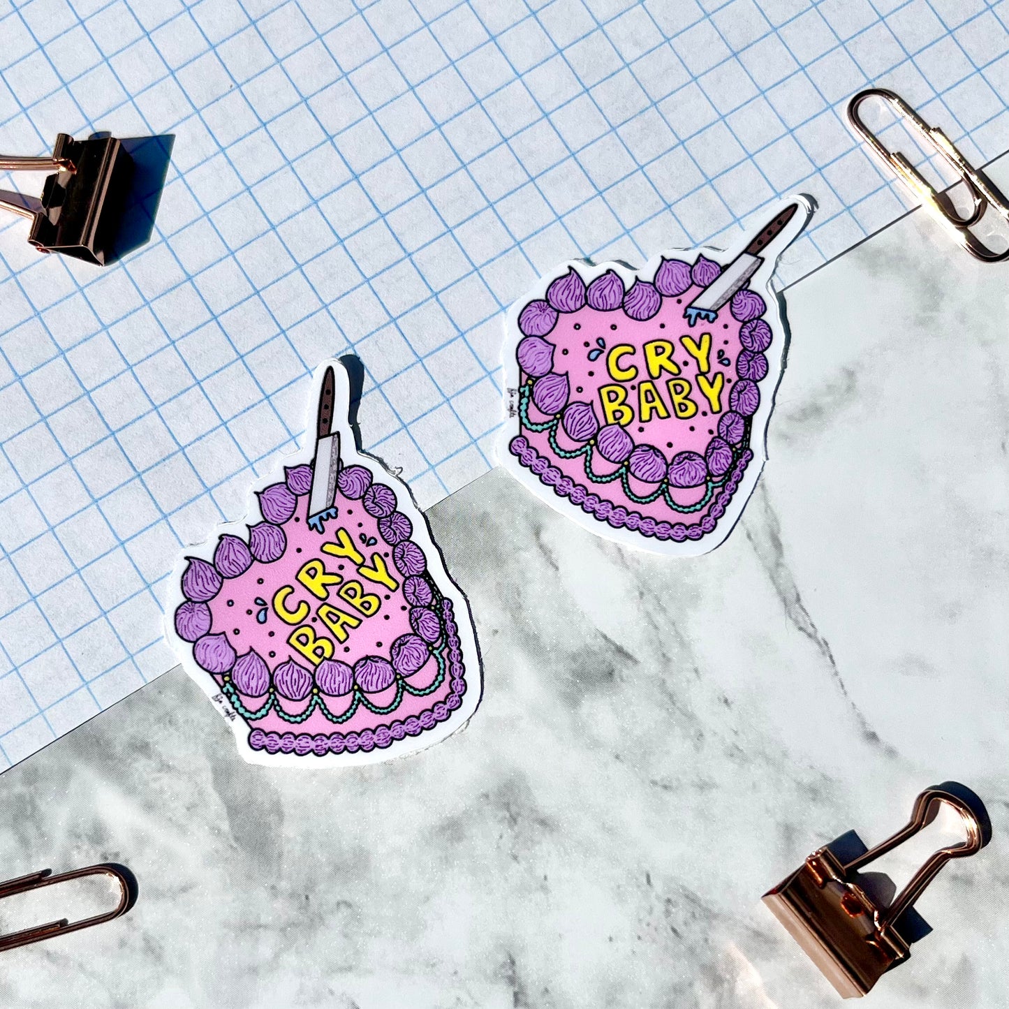 Cry Baby Heart Cake Sticker FJA Crafts