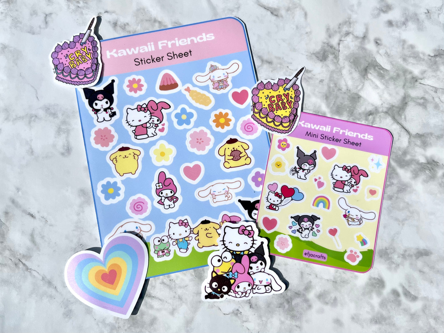 Kawaii Friends Character Mini Sticker Sheet FJA Crafts