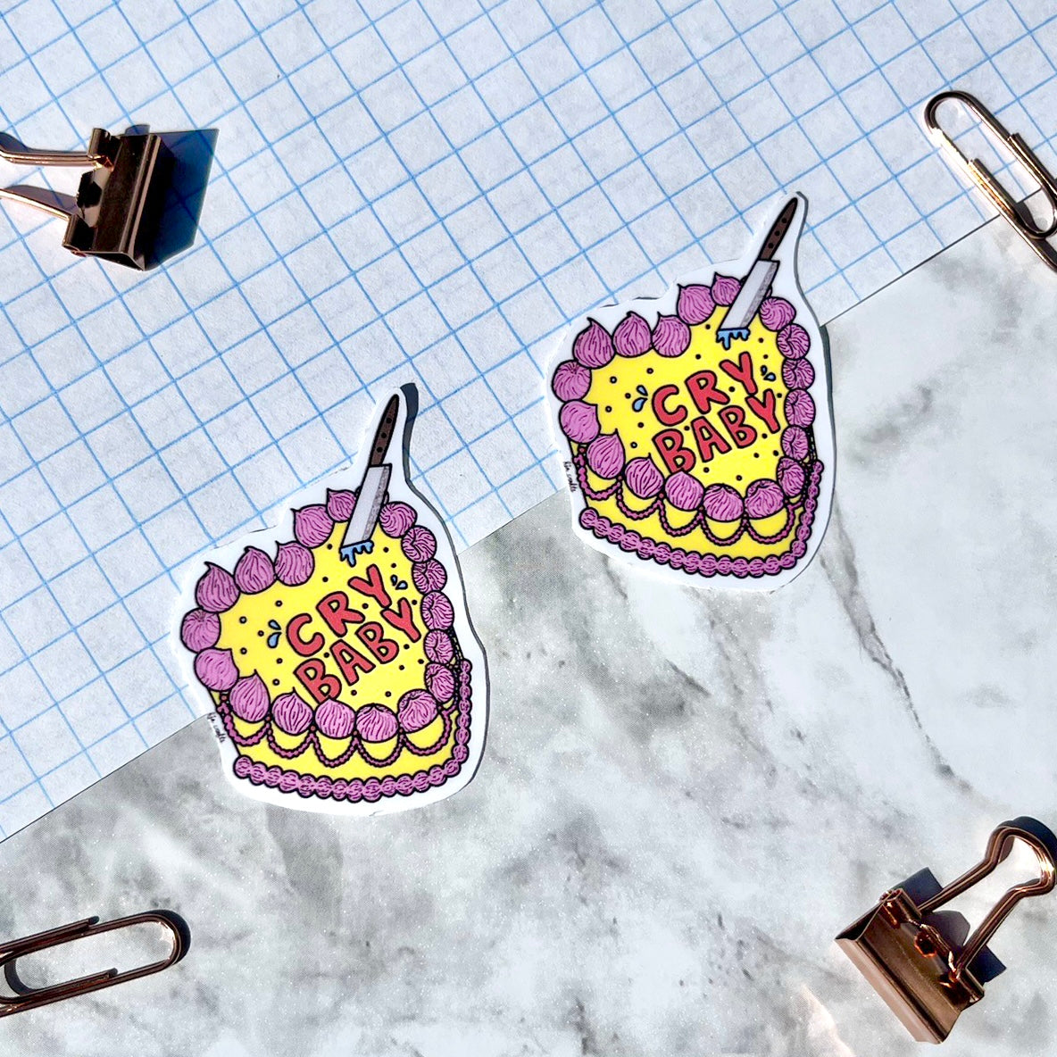 Cry Baby Heart Cake Sticker FJA Crafts