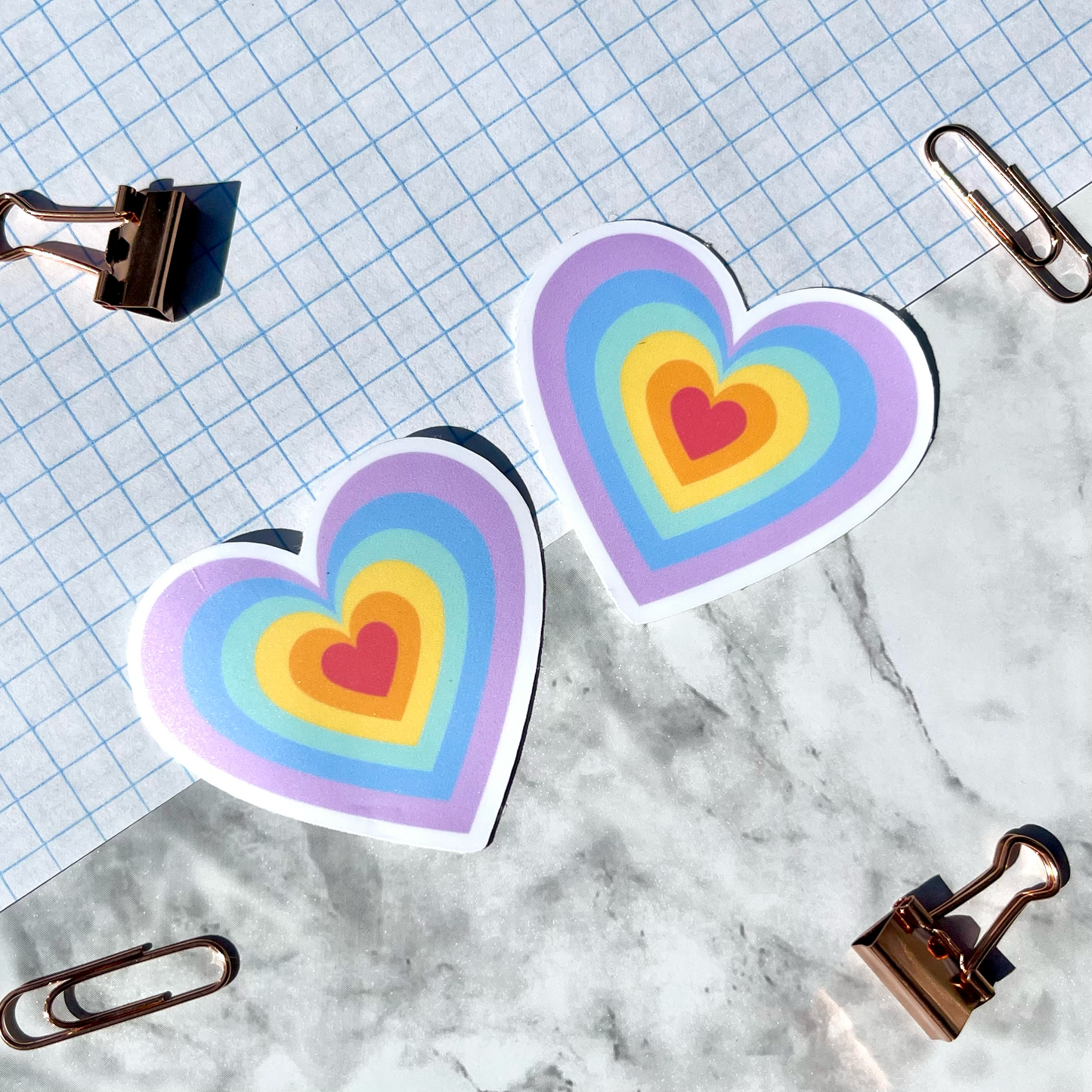 Luv U Lots Rainbow Sticker | Retro Hearts FJA Crafts