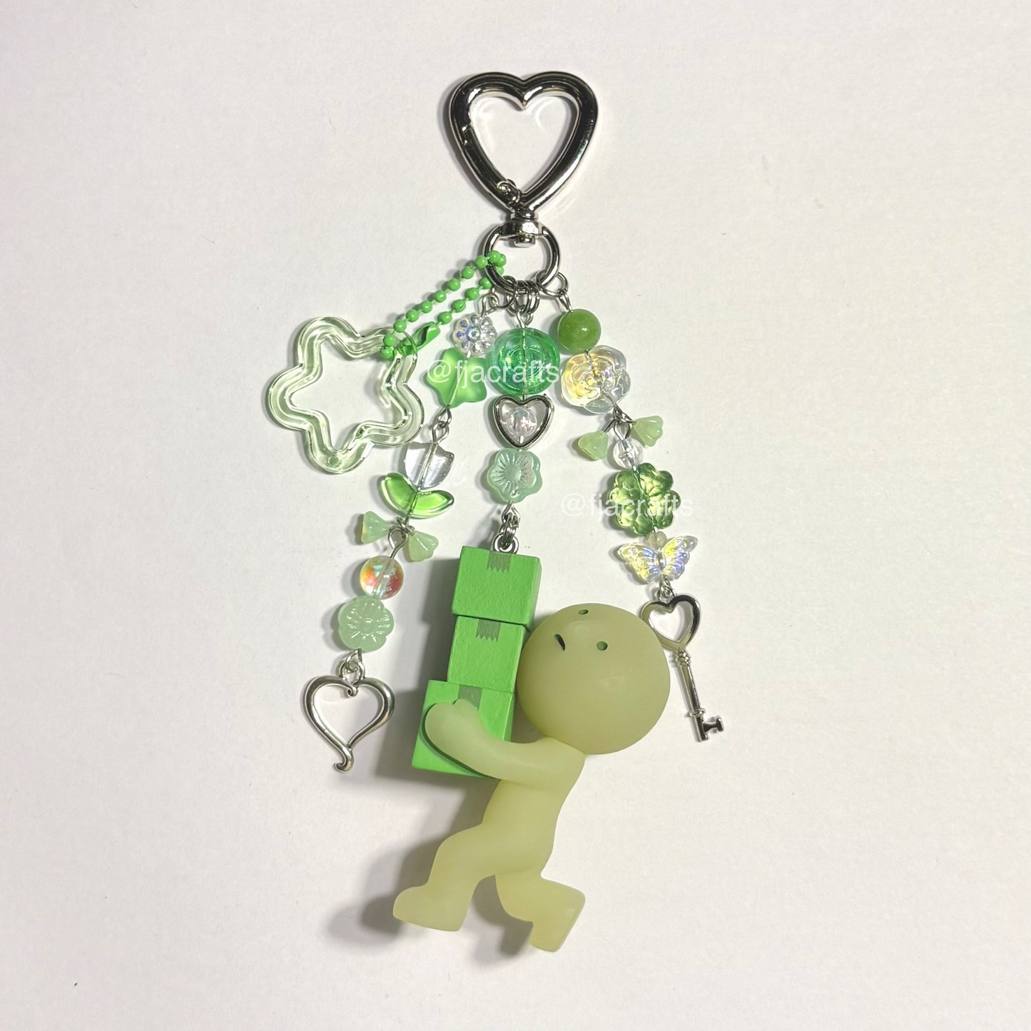 Smis Cute Kawaii Beaded Keychain Bag Clip | blue, green, Authentic jelly color pastel flowers