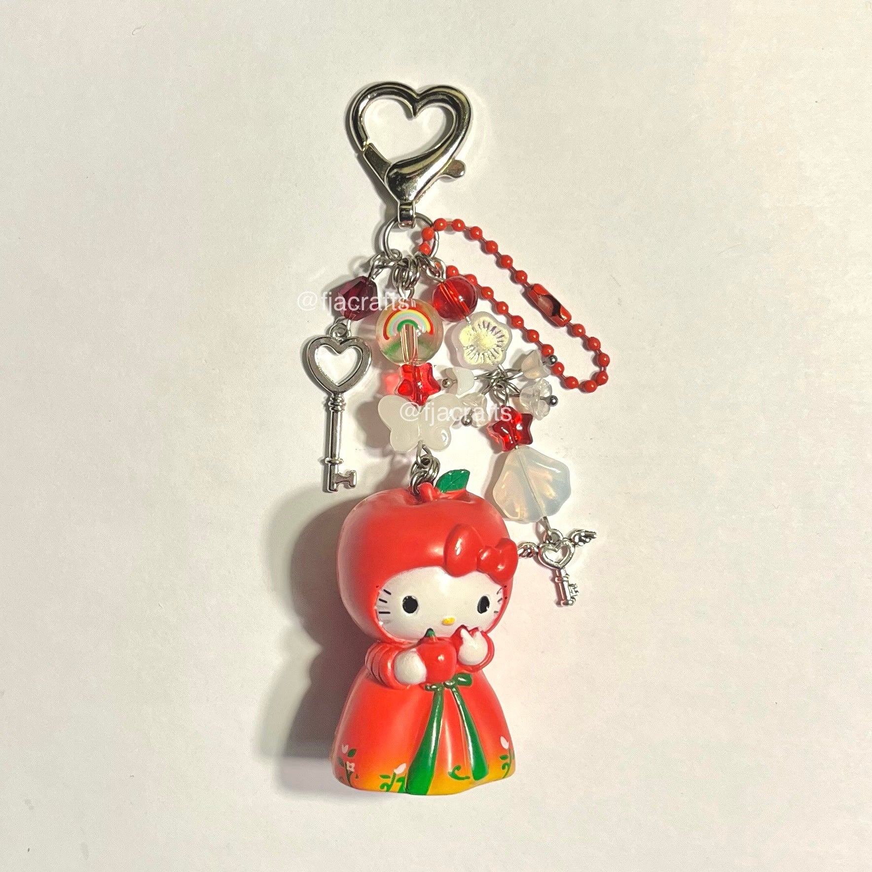 Fruit Market Kitty Kawaii Clutter Keychain Bag Clip | red, orange, apple, cute FJA Crafts
