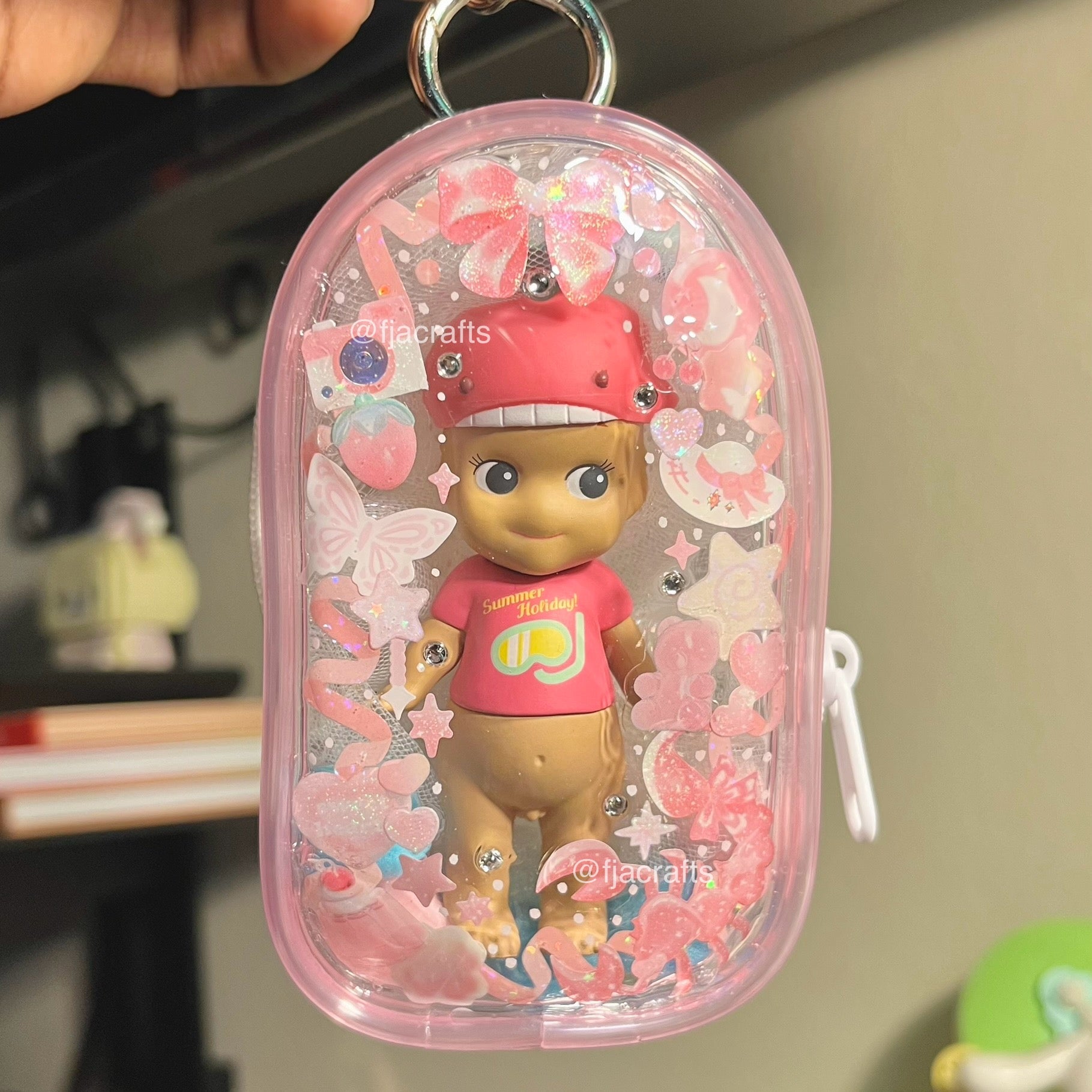 Angel Clear Case Kawaii Deco Sticker Keychain Bag Clip | summer penguin, summer whale, tanned, pink, blue FJA Crafts