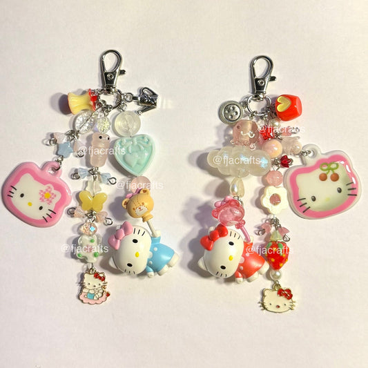 (Copy) Melo and Kitty Yummy Sweets Cute Kawaii Beaded Keychain Bag Clip | pink, candy, stars, bow FJA Crafts