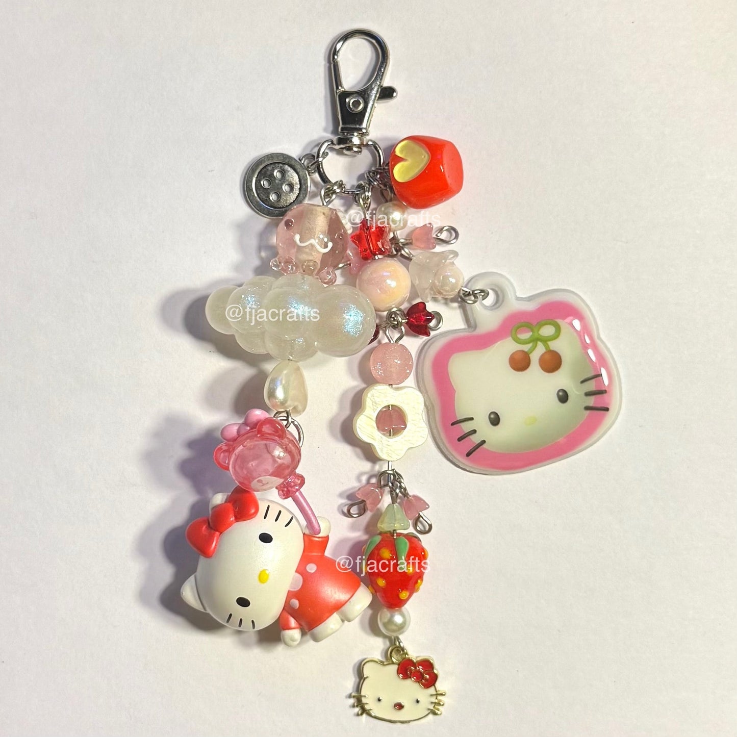 (Copy) Melo and Kitty Yummy Sweets Cute Kawaii Beaded Keychain Bag Clip | pink, candy, stars, bow FJA Crafts