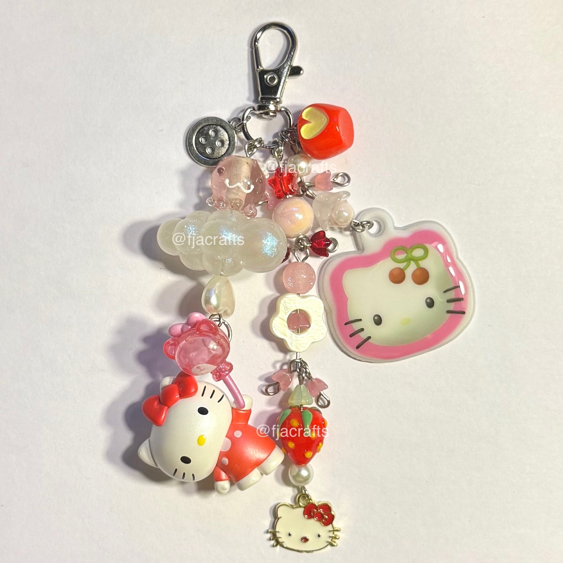 (Copy) Melo and Kitty Yummy Sweets Cute Kawaii Beaded Keychain Bag Clip | pink, candy, stars, bow FJA Crafts