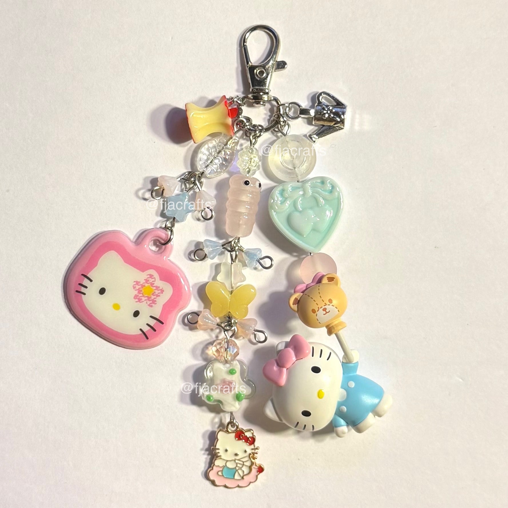 (Copy) Melo and Kitty Yummy Sweets Cute Kawaii Beaded Keychain Bag Clip | pink, candy, stars, bow FJA Crafts