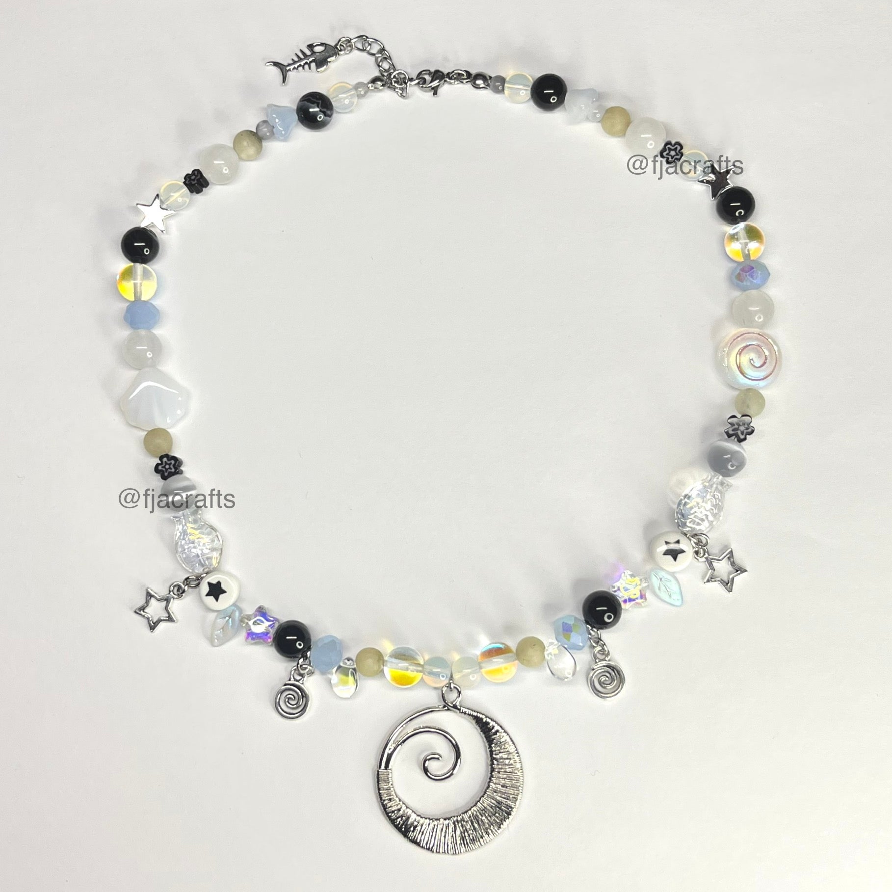 Ocean Tales Necklace | SBLG Jewels | jelly, stars, underwater, swirls | black gray clear tan opal FJA Crafts