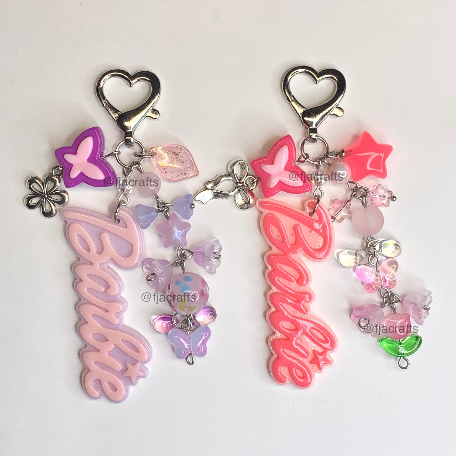 Barb Beaded Keychain Bag Clip | blue, teal, orange, pink, purple, dancing princesses FJA Crafts