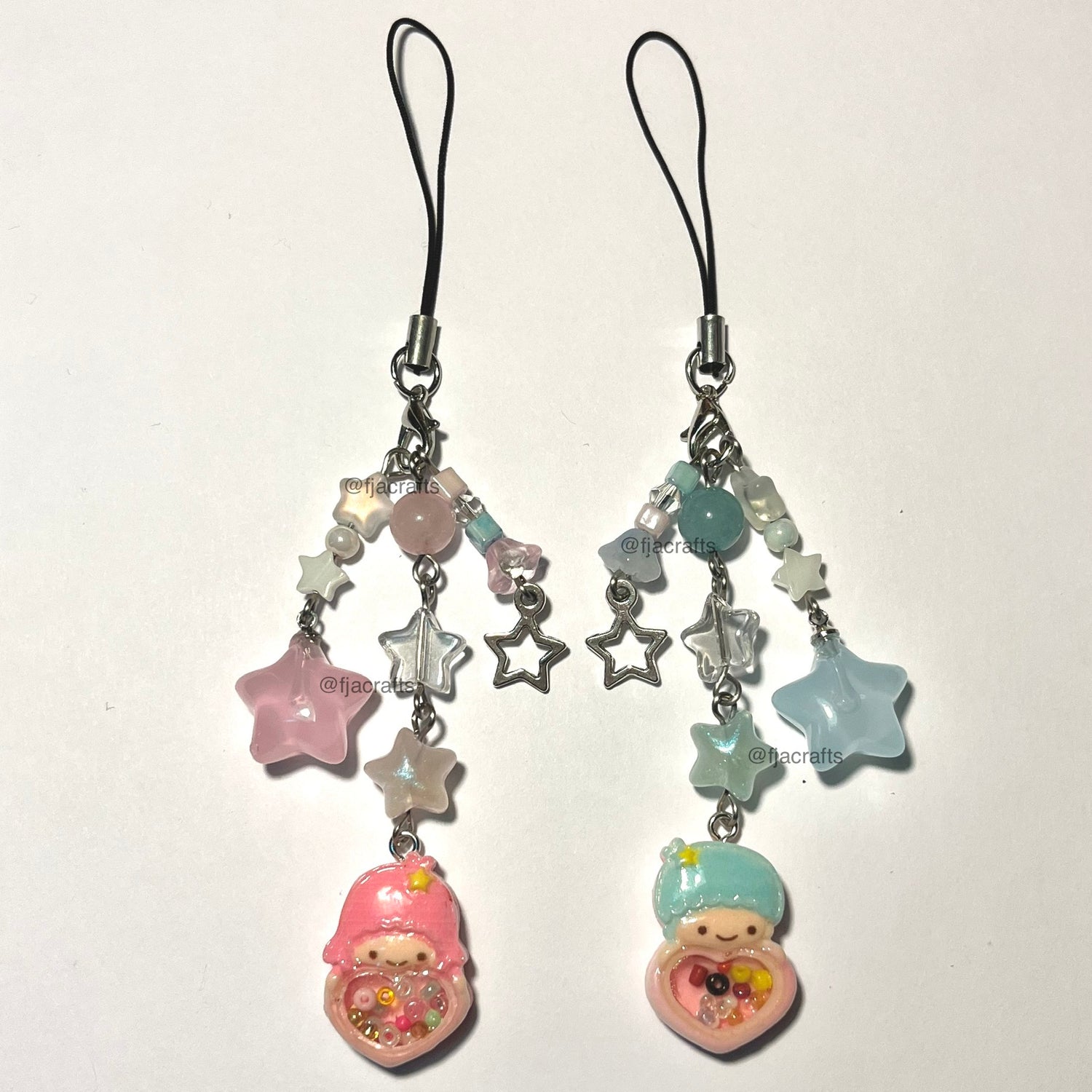 Twin Star Cute Kawaii Matching Phone Charm | pink, blue, matching | Sweets Collection FJA Crafts