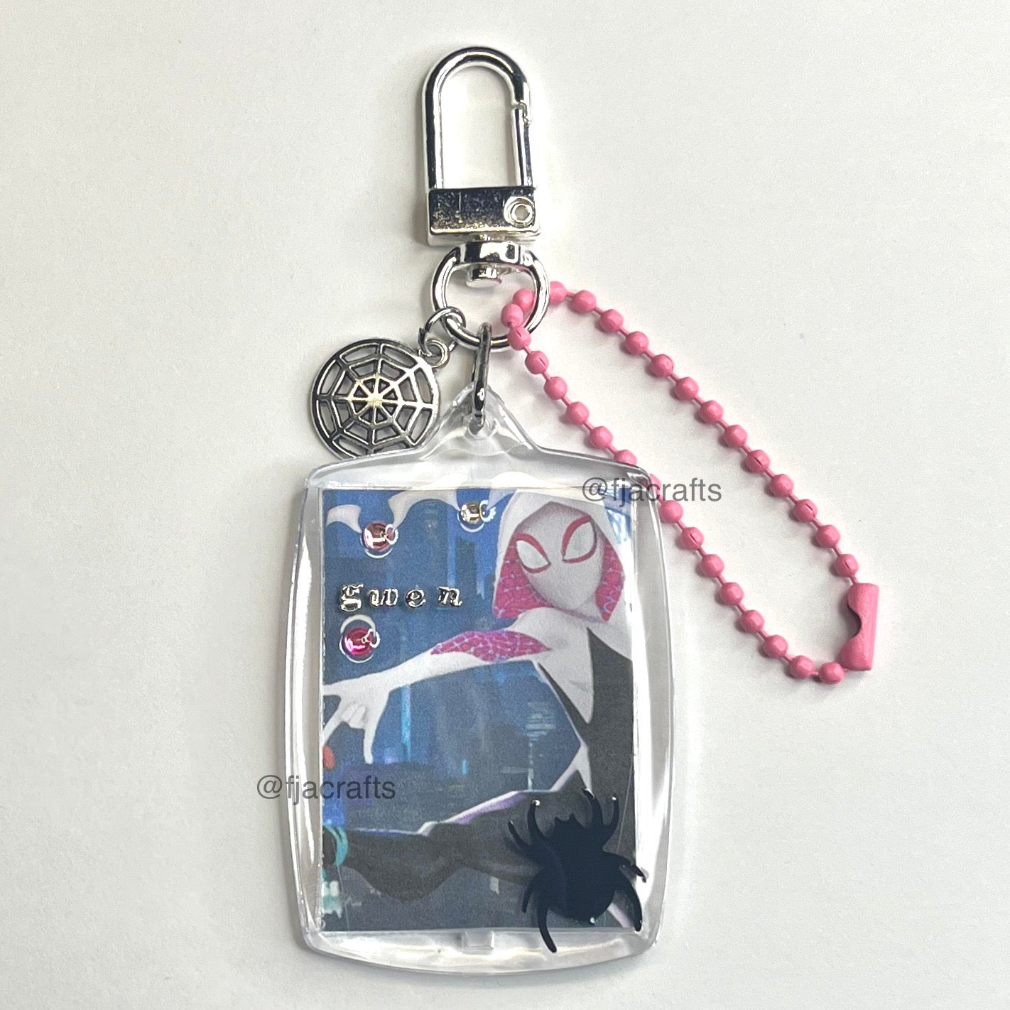milesXgwen Spider Verse Cute Kawaii Beaded Clutter Keychain Bag Clip Set | red, blue, pink, white FJA Crafts