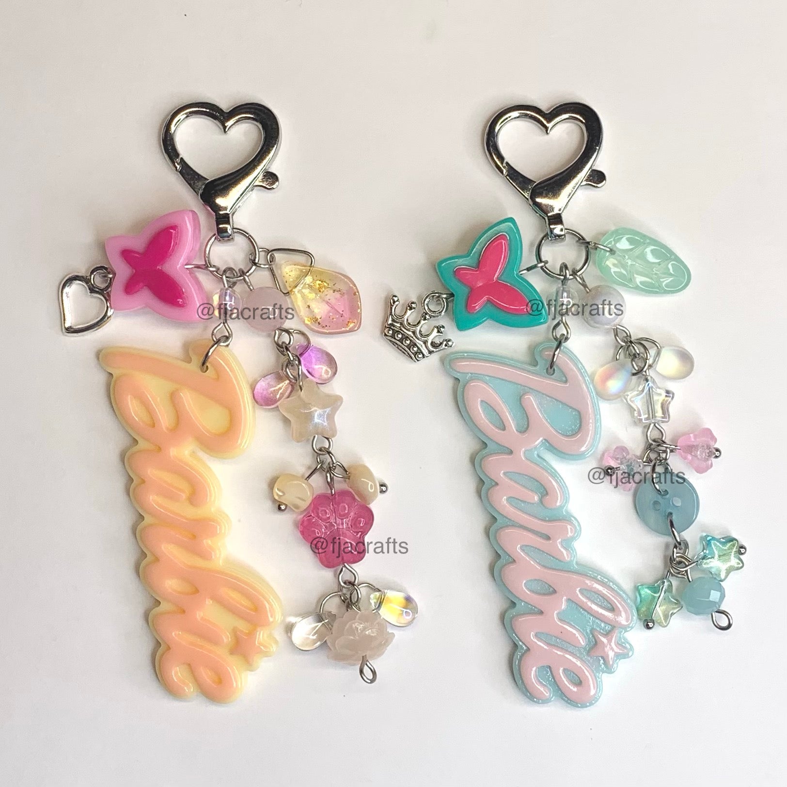 Barb Beaded Keychain Bag Clip | blue, teal, orange, pink, purple, dancing princesses FJA Crafts