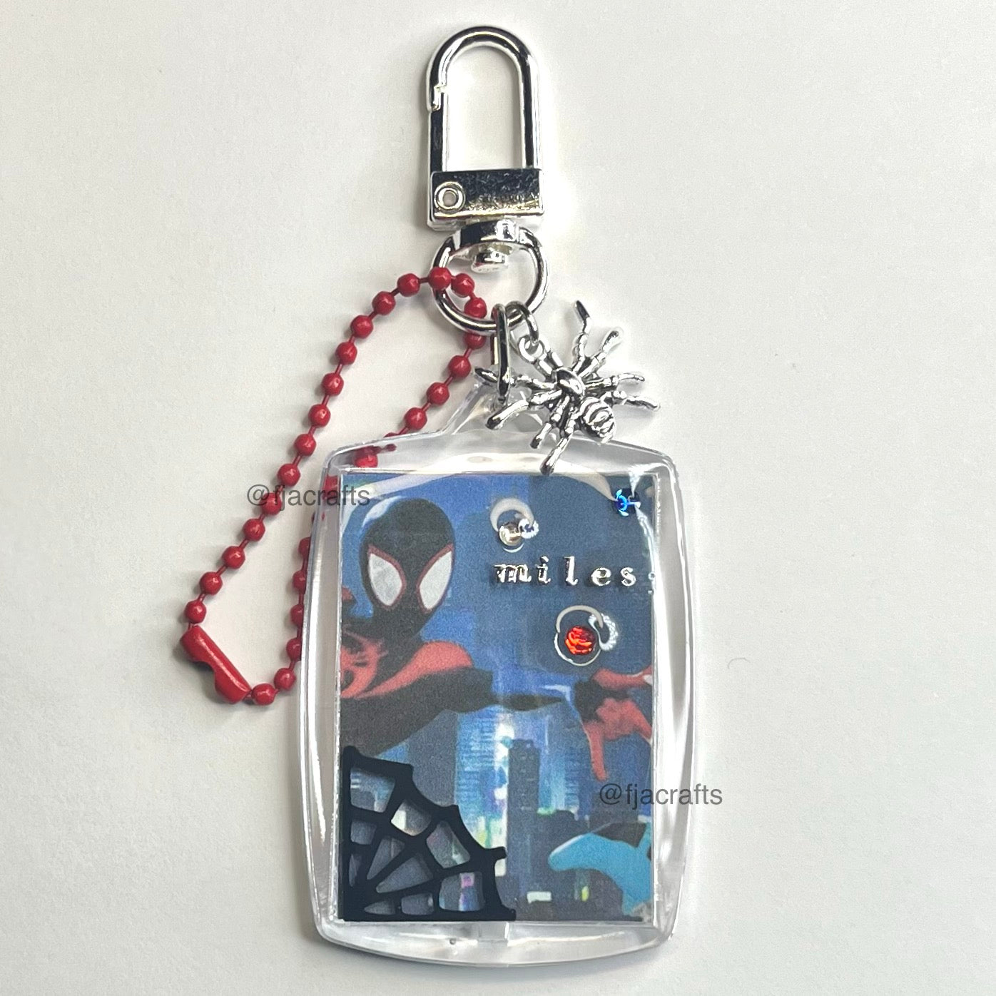 milesXgwen Spider Verse Cute Kawaii Beaded Clutter Keychain Bag Clip Set | red, blue, pink, white FJA Crafts